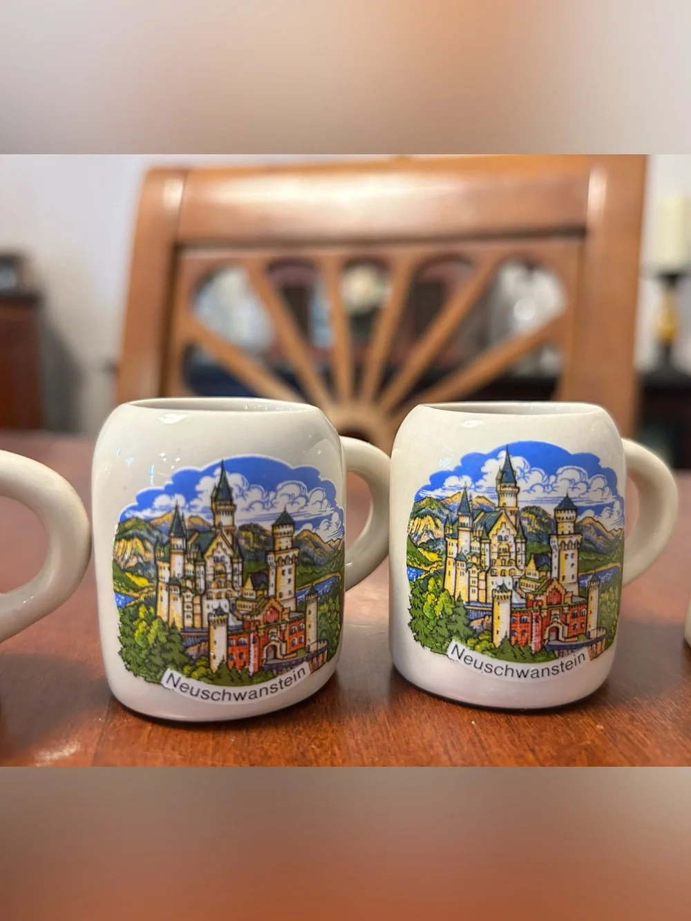 Old Germany Ceramic Shot Glasses - White Decorative Souvenir Set